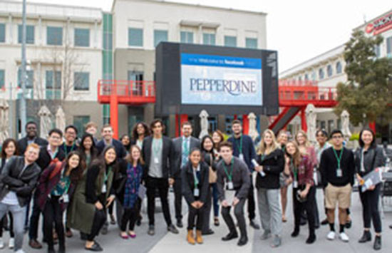 Pepperdine students attending a career event at Facebook's headquarters