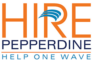 Hire Pepperdine logo with orange and blue text
