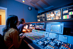 Students in the news control room