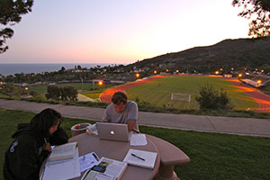 Seaver students studying on the Malibu campus