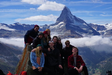 Students pictured in the Swiss mountains