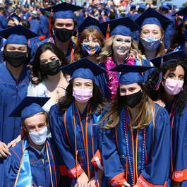 Seaver graduates in their graduation robes