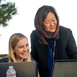 Dr. Stella Erbes with a student