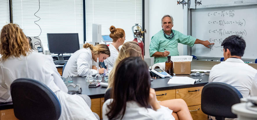 Students in a chem lab