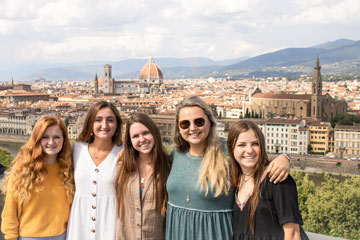 Five female Seaver students pictured in Florence, Italy
