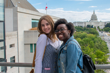 Student posing in DC 