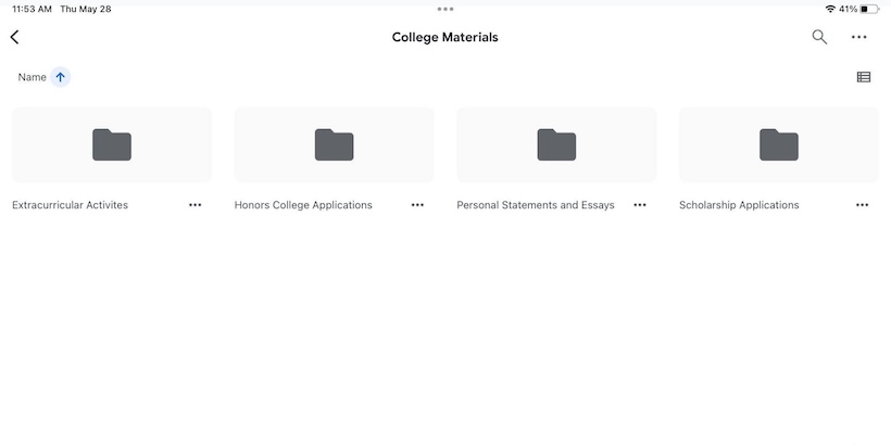 college application folders