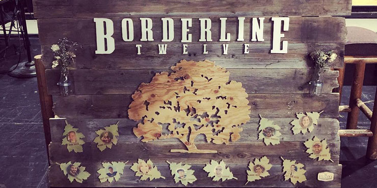 Borderline Twelve names featured on a wood frame