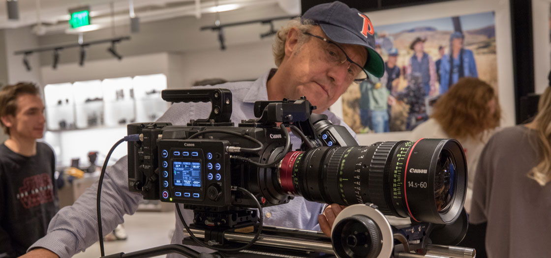 Professor Saracco operating a Canon video recorder