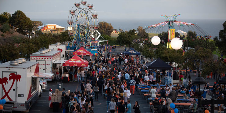 Aerial shot of the Waves Weekend carnival