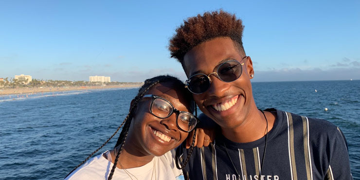 Justus Johnson and friend pictured at the beach