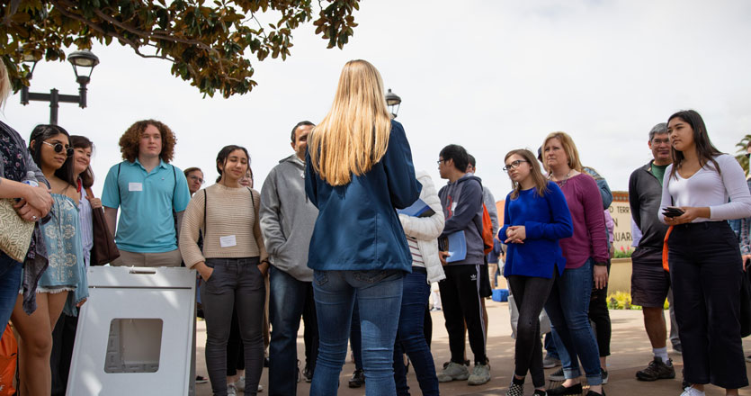 Katie White leading a tour group