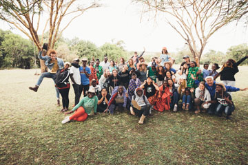 Seaver students gathered outside in Kenya