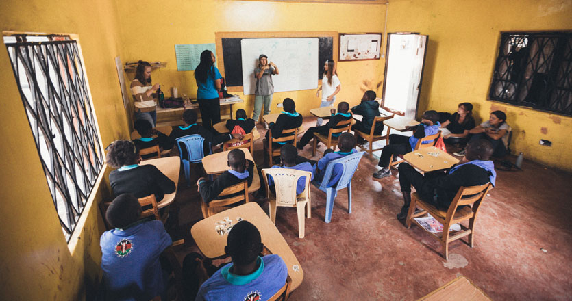 Students in a classroom in Kenya