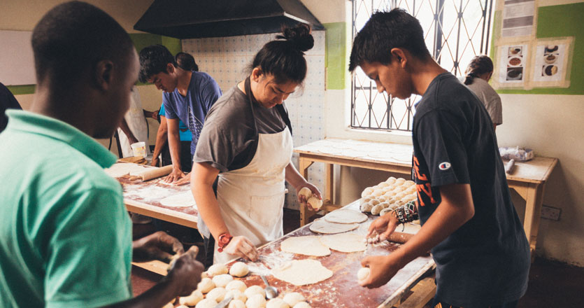 Students preparing meals in Kenya