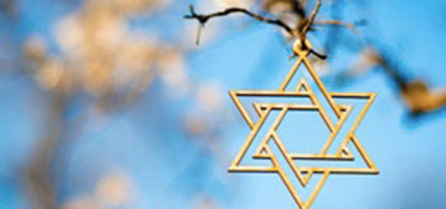 Jewish star pictured among a blue sky background