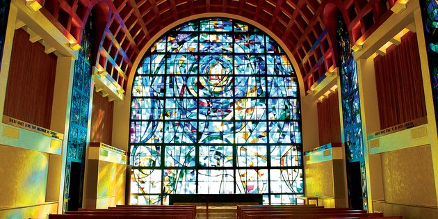 Stained glass window in chapel