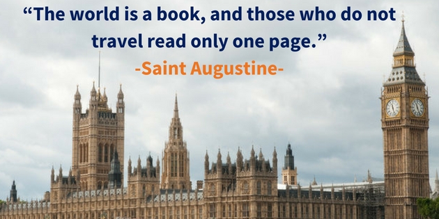 Study abroad image and Saint Augustine quote