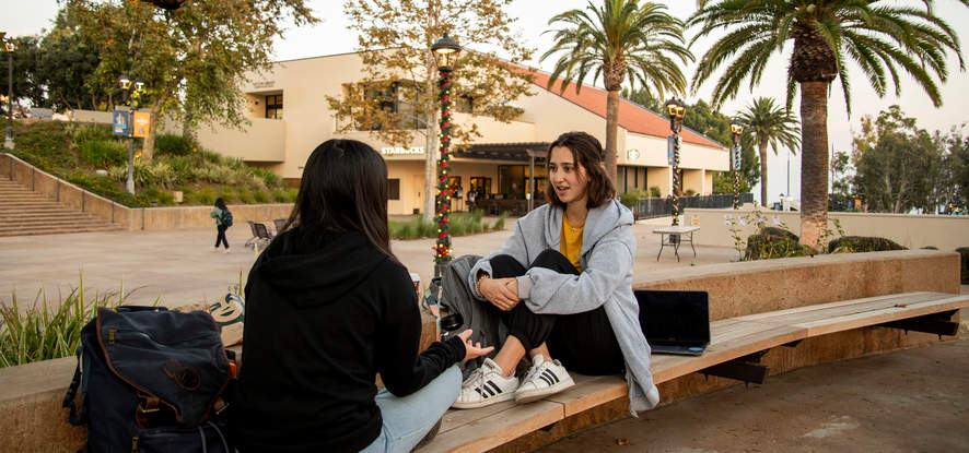 Students seated in Mullin Town Square