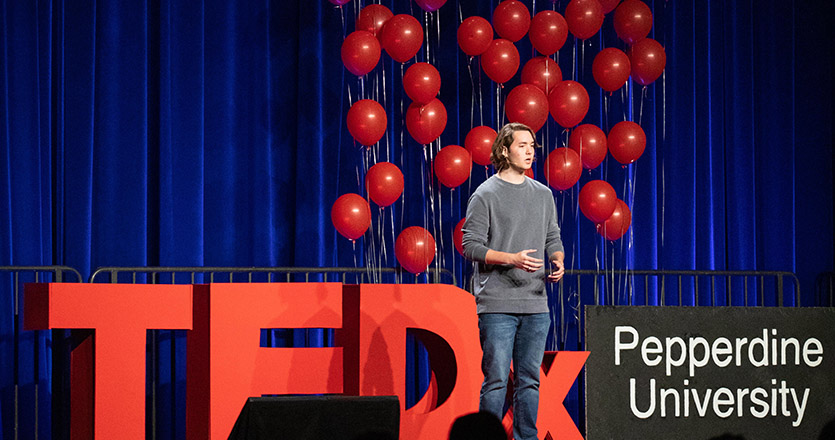 Student Raymond Rider speaking at TEDxPepperdineUniversity