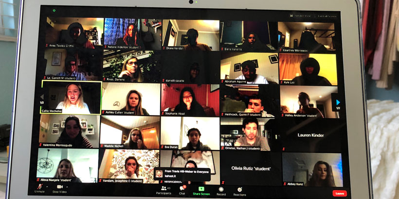 Screenshot of students on a Zoom call
