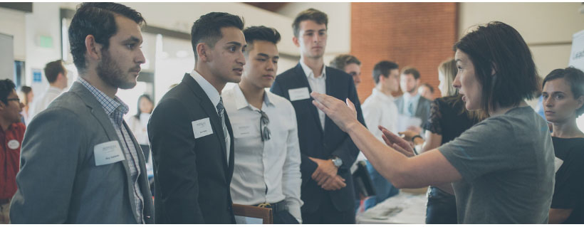 recruiter speaking with students