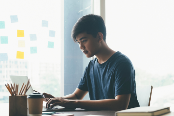 Student on computer