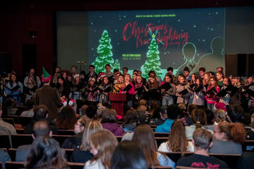 Students singing at the Christmas concert