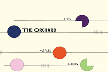 the orchard image with fruit and vegetable shapes
