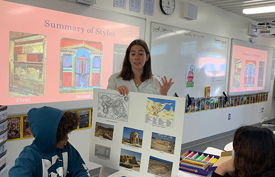 Art History Student teaching a class