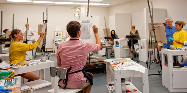 Pepperdine students in painting studio