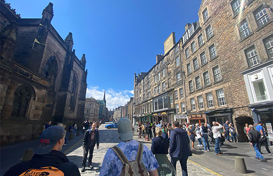Students walking in Edinburgh, Scotland