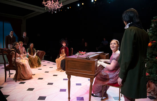 Students on stage performing Christmas at Pembereley