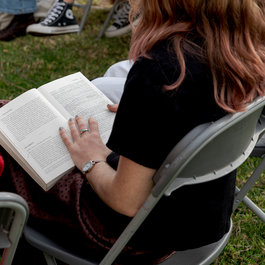 Student reading a book