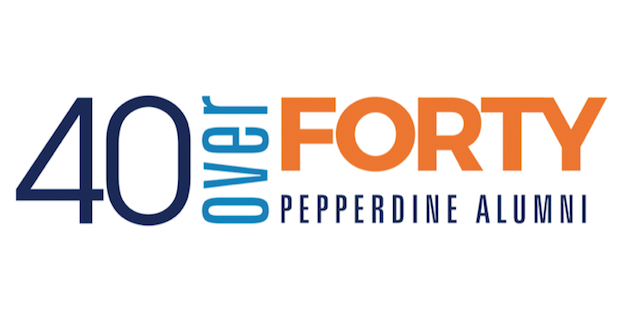 40 over forty logo in blue and orange