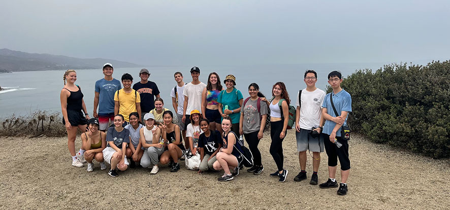 Students hiking to Point Dume in Malibu