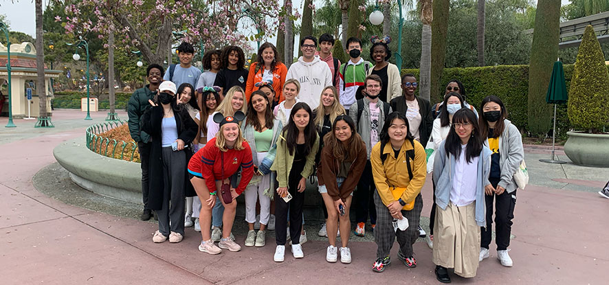 Students gathered together at Disneyland