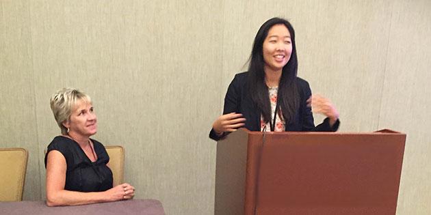 Dr. Cindy Miller-Perrin with Jenny Song at  conference presentation in Boston.