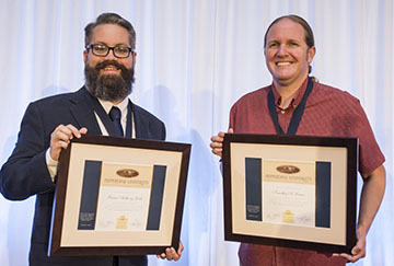 Link and Lucas with their awards