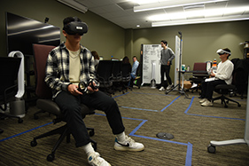 Students participating in VR