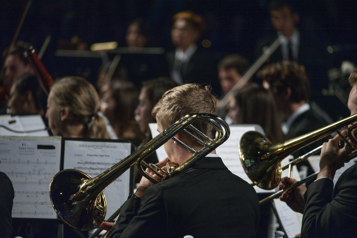 Trombone player in the orchestra