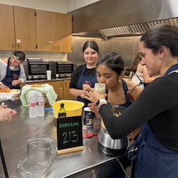 Students taste testing their food