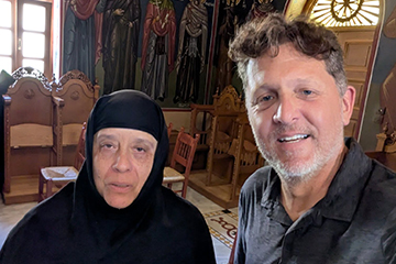 Daughrity with a local nun at the Monastery of Christ the Savior
