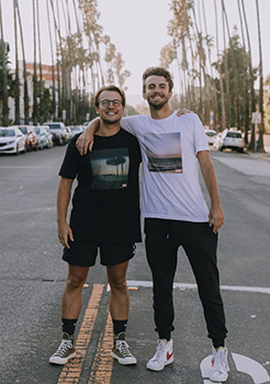 Lyle Nelson and Jaxon Burgess wearing Living in Frame shirts