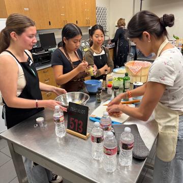 Students collaborating on a recipe