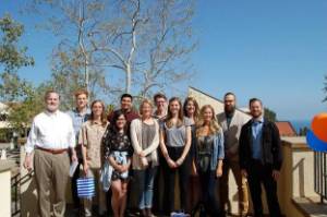 Seaver students from the Philosophy Club are gathered in Malibu