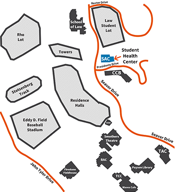 Map of Student Housing Center
