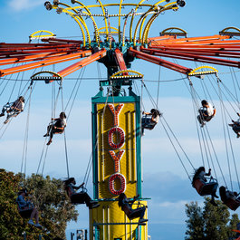 Students on a carnival swing